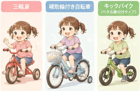 3歳向けの乗り物は大きく3タイプ｜特徴とメリット・デメリット