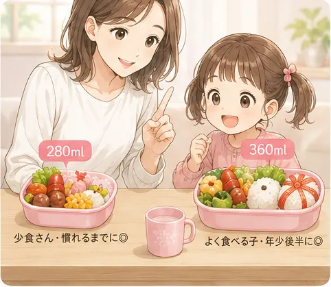 3歳向けお弁当箱の容量は何mlがいい?