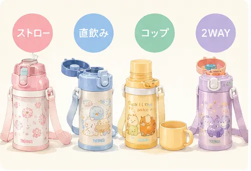 3歳の水筒の飲み口はどれがいい?ストロー・直飲み・コップ・2WAYを比較