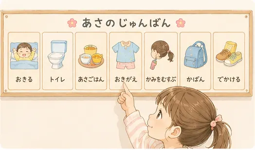 朝の流れを同じにする
