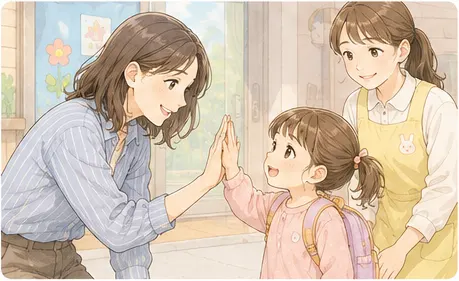 園の前では別れを短くする