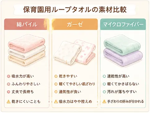 保育園用ループタオルは素材選びが大事